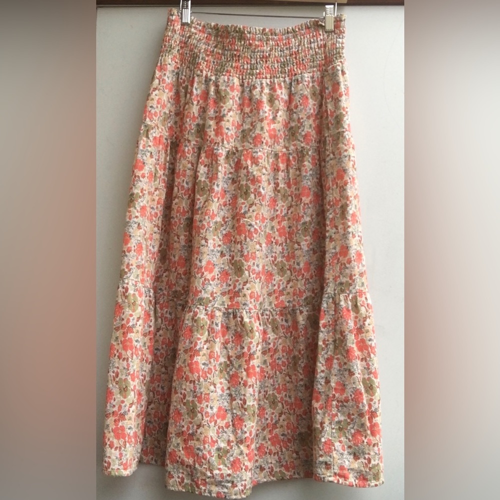 Cotton 3 tired floral skirt - M